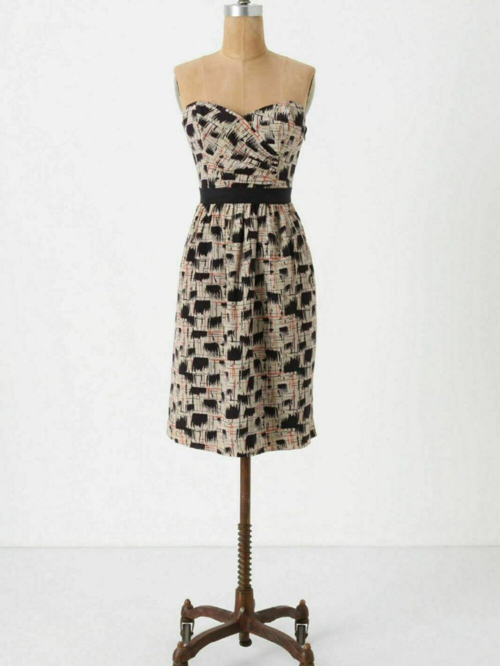 Burlapp Anthropologie spaghetti strap silk dress  blue tan print 2 NWT
